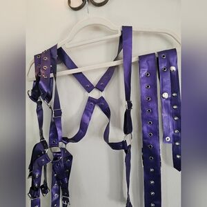 100% Real Latex Purple Harness Set
